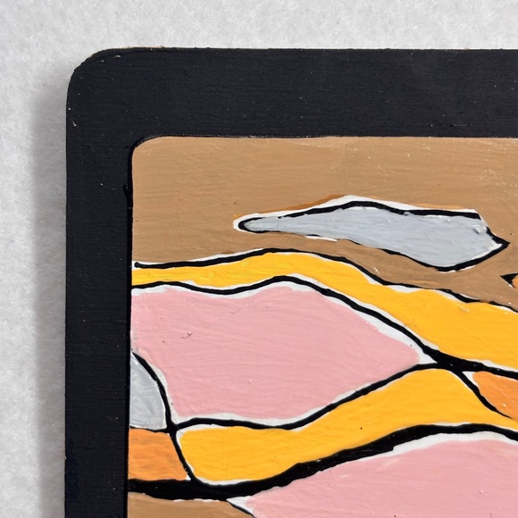 Abstract Painting Mini Tan Pink Orange Cactus Charm 3 x 4 inches Golden Hill - Picture 4 of 7